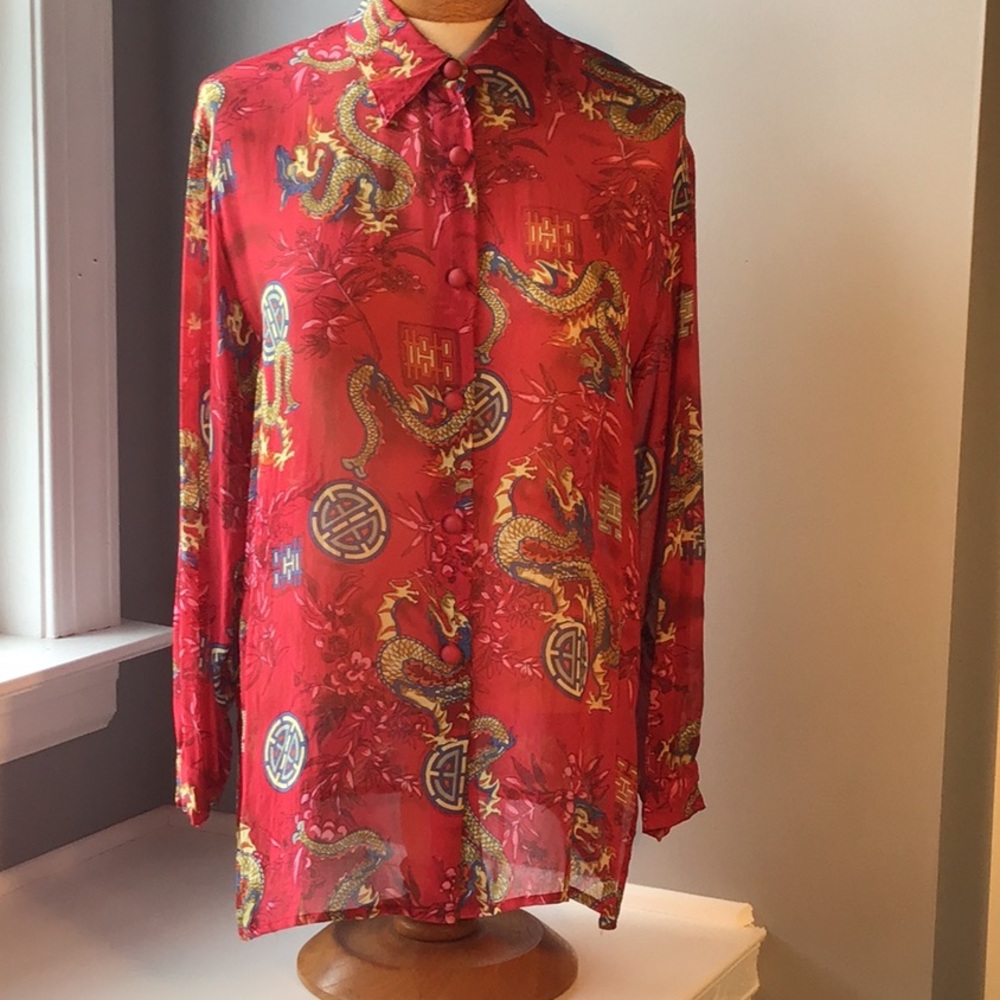Dragon silk tunic blouse